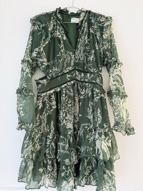 ASOS Green Floral Ruffle Mini Dress